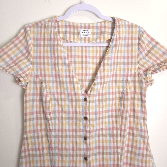 RCVA Clued Up Mini Dress M Beach Coastal Vintage Gingham Check - Picture 3 of 10